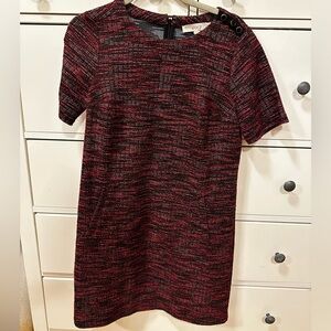 LOFT Women's Red and Black Dress, Medium Petite